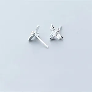 Stud Earrings INZAReal 925 Sterling Silver Zircon CZ Bee For Women Trendy Animal Fine Jewelry Minimalist Accessories