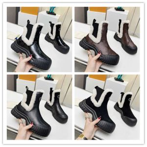 Designer shoes boots New Ladies Ankle Boots Polar Suede Boa Sole Platform Short Boots Leather Black Sock knit Comfy Casual Fashion Mid Calf Shoes Boots