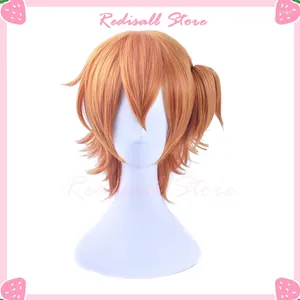 Fontes de festa anime yarichin clube kyousuke yaguchi peruca cosplay rabo de cavalo laranja curto resistente ao calor cabelo sintético dia das bruxas