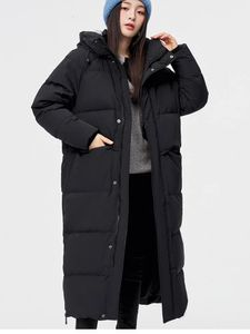 Mulheres para baixo parkas inverno quente senhoras grosso para baixo casacos puffer zíper capuz longo moda marca jaqueta 231127