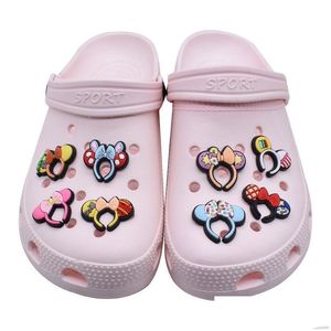 Acessórios dos desenhos animados Anime encantos atacado bonito mouse meninas meninos sapato pvc decoração fivela de borracha macia tamanco rápido navio entrega b dhmjc