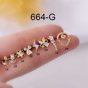 Ny 0,8 mm Titanium Steel Thin Rod Mini Stud örhängen Fashion Earbone Nail Studs Populära öronprydnadsskruv Boll Back Twistedl Earring Studs Single 14K Gold Fow Women