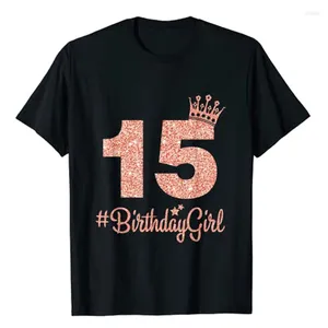 Women's T Shirts 15 #BirthdayGirl Sweet Fifteen 15th Pink Crown Tee For Girls T-Shirt 15-Years Of Being Awesome Tops 15th-Birthday Presents