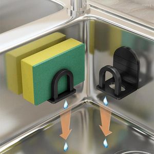 Kitchen Storage Space Aluminium Sponge Rack Sink Drain Drying Holder Bathroom Shelf Self Adhesive Wall Hook Accessories