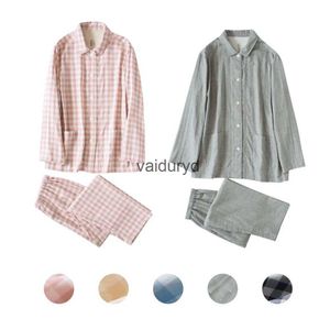 home clothing Check Printed Pajamas Couple Set Men's and Women's Double Yarn Comfortable Soft Home Servicevaiduryd