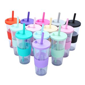 24oz Portable Double-Layer Tumblers Acrylic Cup Plastic Cups Large Hole Universal Pearl Milk Tea Cap Straw Cup 001