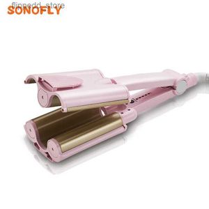 Curling Irons Sonofly 26/32 mm Triple Barrel Ceramic Curling Iron 120-180 Deep Faly Curler Roll Talerz elektryczny narzędzie fryzury JF-388 Q231128