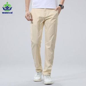 Spodnie marki męskie press Casual Pants Spring Summer Business Stretch 98%bawełniany cienki jasnoszary spodnie khaki męskie rozmiar 38 40