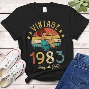 티셔츠 빈티지 1983 오리지널 부품 tshirt 39 세 39 세 생일 선물 아이디어 여자 여자 아내 딸 딸 웃기는 복고풍 tshirt