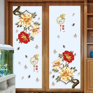 Väggklistermärken 3D Peony Chinese Style Diy Art Decal Decoration Romantic Flower Decals Mural Wallpapers