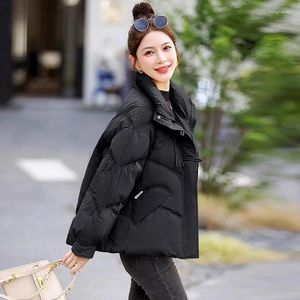 Women's Trench Coats Short Down Jacket For 2023 Winter Wear Fashion Slim Fit Small Standing Neck Bread White Duck