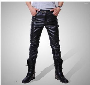 Men039S Pants Men Skinny Faux Pu Leather Shiny Black Gold Silver Trousers Nightclub Stage Performance Singers Dancer Jeans Plus5800398