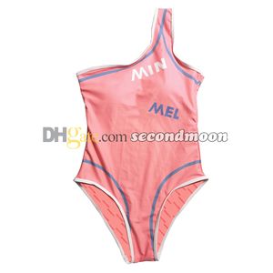 Costume da bagno reversibile da donna con stampa di lettere, costume da bagno monospalla, costumi da bagno firmati da surf da spiaggia