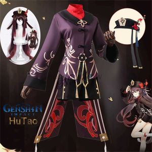 Anime kostymer genshin påverkar hutao cosplay kostym enhetlig peruk cosplay anime game hu tao kinesisk stil halloween kostymer för kvinnor zln231128