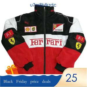 F1 Jacket Racing Suit Long-sleeved Jacket Retro Motorcycle Suit Jacket Motorcycle Team Winter Cotton Clothing Suit Embroidered Warm Jacket