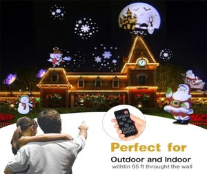 Projetor a laser de Natal com efeito de animação IP65 interno e externo Projetor de Halloween 12 padrões Floco de neveBoneco de neve Luz de palco Y206833992