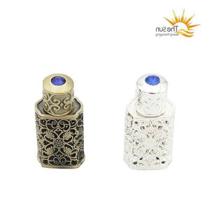 Bottiglia di profumo arabo in bronzo da 3 ml Bottiglie di vetro Attar arabo riutilizzabile con contenitore per olio essenziale di decorazione artigianale Iqbrn