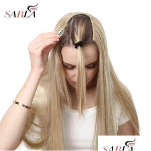 Hair Pieces Sarla U Part Clip In Extension Clip-On Natural Thick False Fake Synthetic Blonde Long Straight Hairpieces 16 20 24 Inch 28 Dhurv