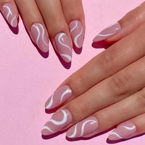 Nail Gel 24pcs French Ripple Wear Long Paragraph Fashion Manicure Patch False Nails Save Time Wearable