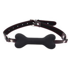 Fetish Oral Sex PU Leather Silicone Bone Open Mouth Gag BDSM Bondage Lips Ring Gag Sex Toys For Couples