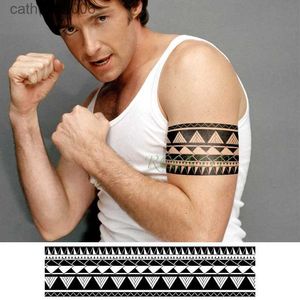 Tatuaże naklejki na rysunek wodoodporne Wodoodporne tymczasowe tatuaż naklejka trójkąt linia opaska fałszywa tatua