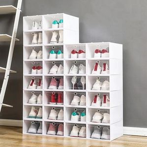 Storage Boxes Bins Thicken Plastic Shoe Clear Dustproof Box Transparent Candy Color Stackable Shoes Organizer