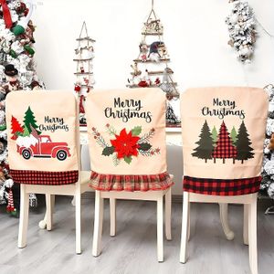 Sandalye kapakları 1pc noel karikatür sevimli yüzsüz Noel baba gnome keten kapak neşeli ev dekor Noel hediyeleri mutlu yıl 231127
