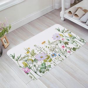 Mattor Spring Flower Vanilla Wildflower Home Doormat Decoration Flanell Soft vardagsrum mattan Kök balkong mattor sovrum golvmatta