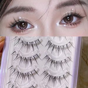 3 PCFalse Eyelashes 5 Pairs False Eyelashes Natural Cross Curling Lash Extension Daily Eye Makeup Tool Korean Japanese Fairy Long Artificial Eyelash Z0428