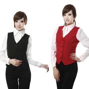 Waistcoats billig plus size röda svarta kvinnors väst arbete slit Slim Short Veste Femme 2022 Ny vårmidja midja kontorslady ärmlös jacka