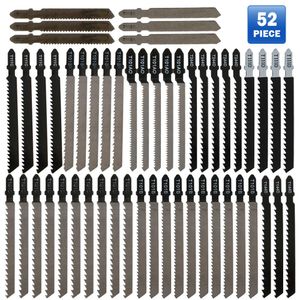 Zaagbladen 52pcs Saw Blades Assorted TShank Jigsaw Blades Set Metal Steel Cutting Saw Blades For Plastic Woodworking Cutting Tools