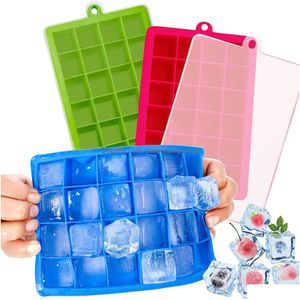 Ice Cream Tools 24 Sile Ice Cube Tray With Lid Mold Food Grade Whiskey Cocktail Drink Chocolate Cream Maker Party Bar Drop Delivery Ho Dhhnl