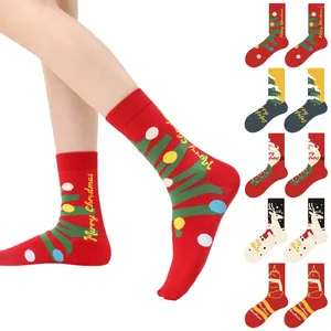 Мужские носки, рождественские для мужчин и женщин, до середины икры, осень-зима, японские милые колготки с рисунком модного тона, женские колготки