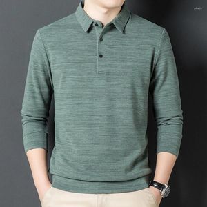 Suéter Masculino Outono E Inverno Manga Longa Cor Misturada Gola Polo Top Mistura Quente Camisa Casual Luz Verde Rosa