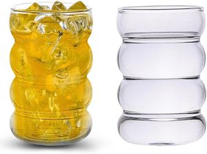 Creative Glass Cup Heat resistant Tumbler Drinkware Tea Juice Milk Coffee Mug Home Water Glasses Ripple Mug