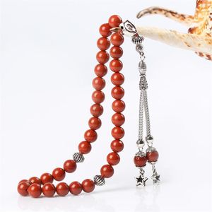 Strand Misbaha Natural Red Jasper Rosary 33 Мусульманский тасбих Рамадан Иид дар Исламские аксеории молитвенные бусинки браслет человека