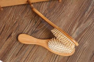 Classic Natural Bamboo Brush Healthy Care Massage Hair Combs Antistatic Detangling Airbag Hairbrush Hair Styling Tool Satin Hair Band Scrunchies