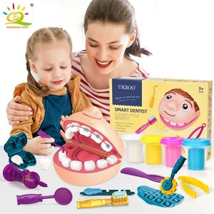 Verktyg Workshop Huiqibao Doctor Dental Mold Toy Plasticine Tooth Simulation Roll Play House Preteny Clay Tool Educational Toys for Children Gift 231128