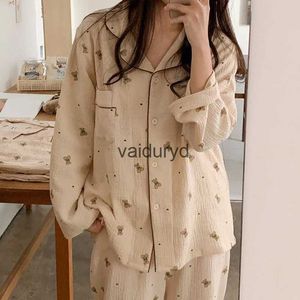 Roupas para casa Pijamas femininos Kawaii Moda coreana Doce 2 peças Outono Pijamas de manga comprida Calças superiores Conjunto de pijamas para mulheres Roupas Homevaiduryd