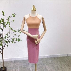 Lässige Kleider Sommer Sexy Frauen Pullover Stricken Midi Ärmellos Hülle Skinny Club Holiday Dress Vestidos Korean Lady Clothes