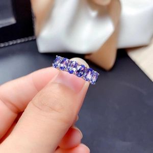 Anelli a grappolo Diepy Tanzanite Ring Blue Gemstone Anniversario naturale 925 Sterling Silver Birthone