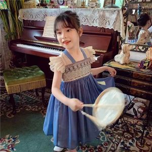 Vestidos de menina crianças meninas vestido estilo chinês pequeno bordado hanfu verão 2023 roupas crianças princesa