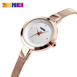 الساعات النسائية Skmei Classic Women's Quartz Watches Luxury Ultra-Shin Stainless Steel Clock Clock Ladies Wristelet Wristlect 231128