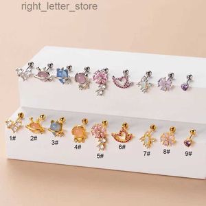 Stud 1Piece Fashion Jewelry Earring for Women 2022 Trend Girls Ear Cuff Double Head Screw Stainless steel Piercing Heart Earrings YQ231128