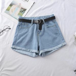 Kvinnor Jeans matchar alla Sashes Casual Women Denim Shorts Crimping High midja Slim Summer Feminino Chic Ladies Bottom #05