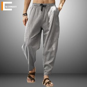 Spodnie workowate 2022 Nowe męskie bawełniane lniane spodnie haremowe męskie letnie kolor stały kolor Casual Pants Men Japońse Spodnie w stylu vintage M5xl