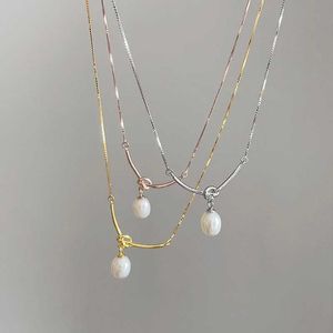 Pendant Necklaces Dome Cameras ALLNEWME Temperament Water Drop Imitation Pearl Pendant Necklaces Silver Chain Bowknot Choker Necklace for Women Casual AA230428