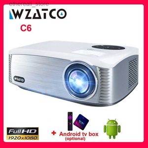 Проекторы WZATCO C6 4k Светодиодный проектор 1920x1080P Full HD Внешний Android 11.0 Wi-Fi Умный домашний кинотеатр Видеопроектор Портативный кинопроектор Q231128