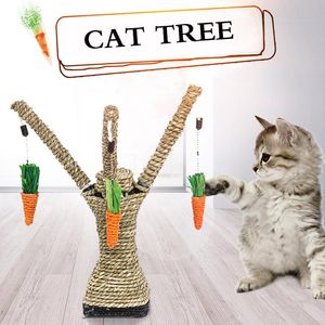 スクラッチャーペットの猫猫のスクラッチポストおもちゃの木スクラックーsisalロープニンジンアクティビティクライミングおもちゃのスクラッチ抵抗性猫用品