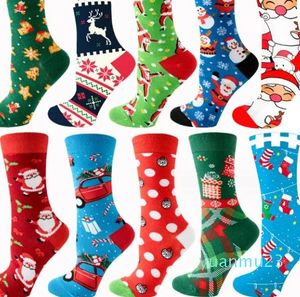 Chaussettes de noël en coton pour hommes, chaussettes graphiques amusantes, père noël, Elk, bonhomme de neige, dessin animé, longues, respirantes, cadeau de noël